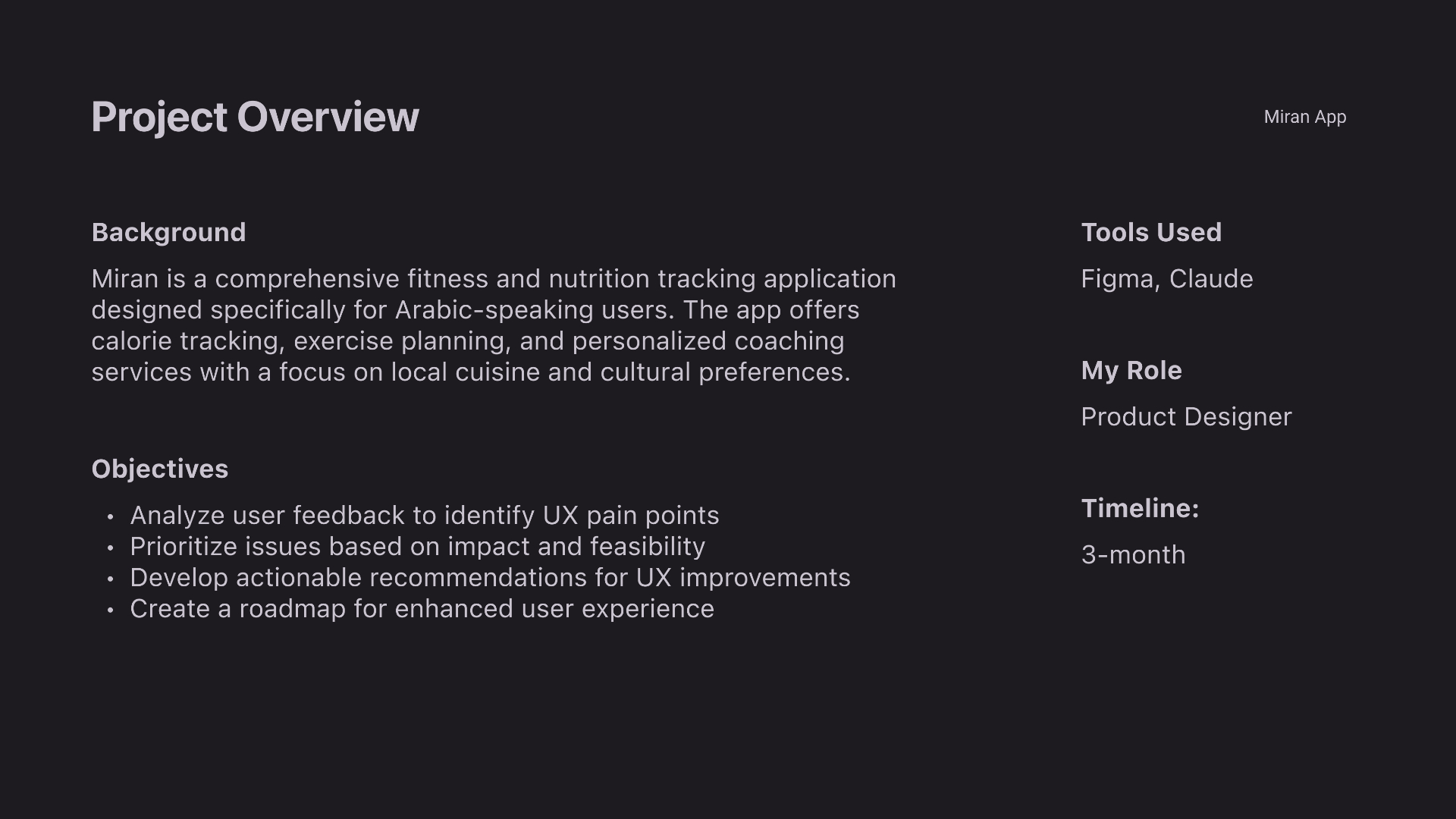 Miran — A calmer fitness & nutrition companion screen 2