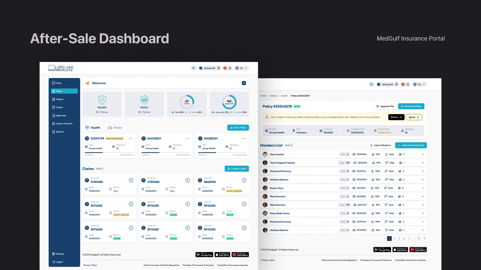 MedGulf — A modern insurance portal & after-sale dashboard screen 5