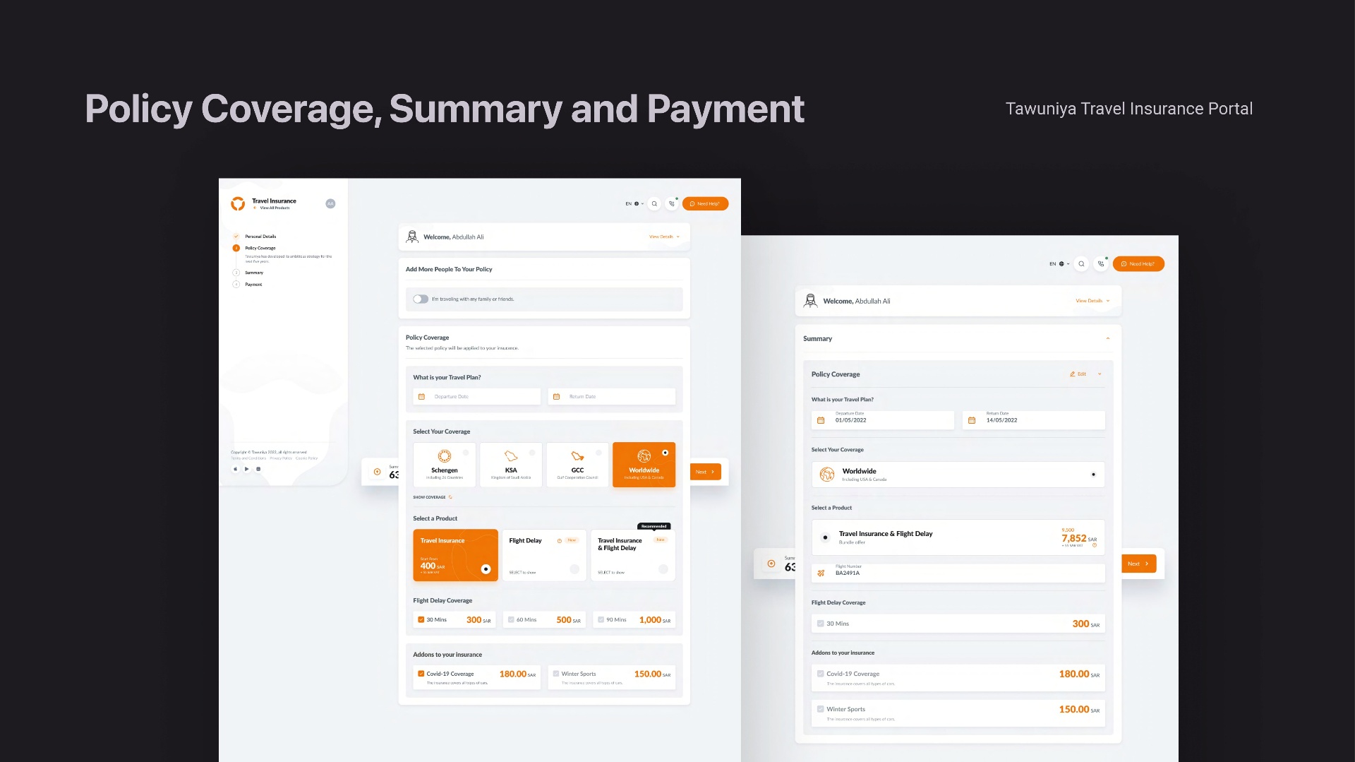 Tawuniya — Travel insurance in 4 steps, not 18 screen 6