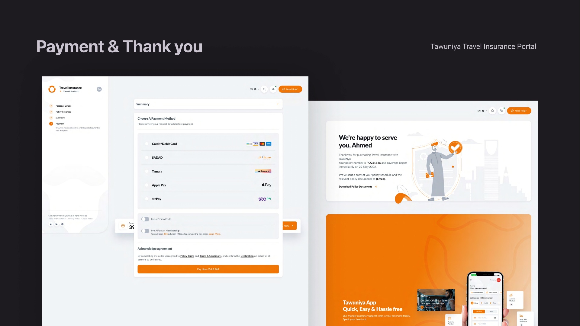 Tawuniya — Travel insurance in 4 steps, not 18 screen 7