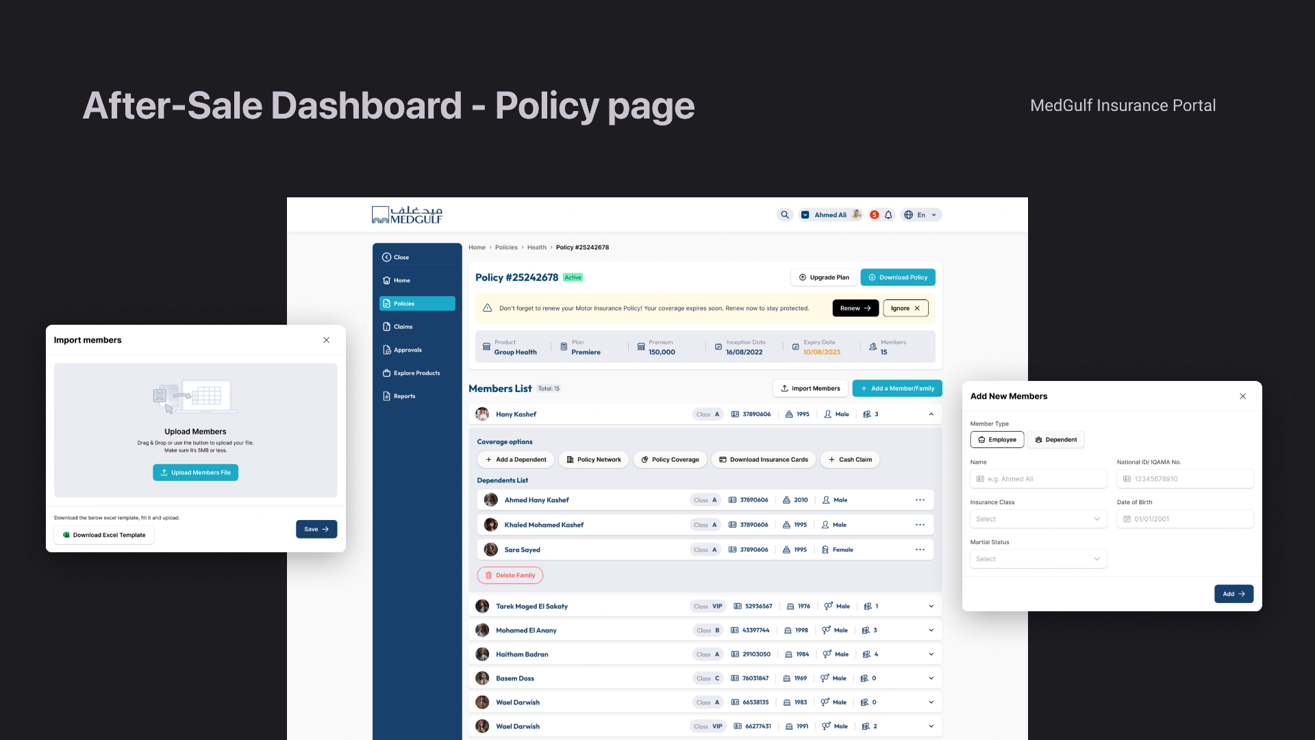 MedGulf — A modern insurance portal & after-sale dashboard screen 7